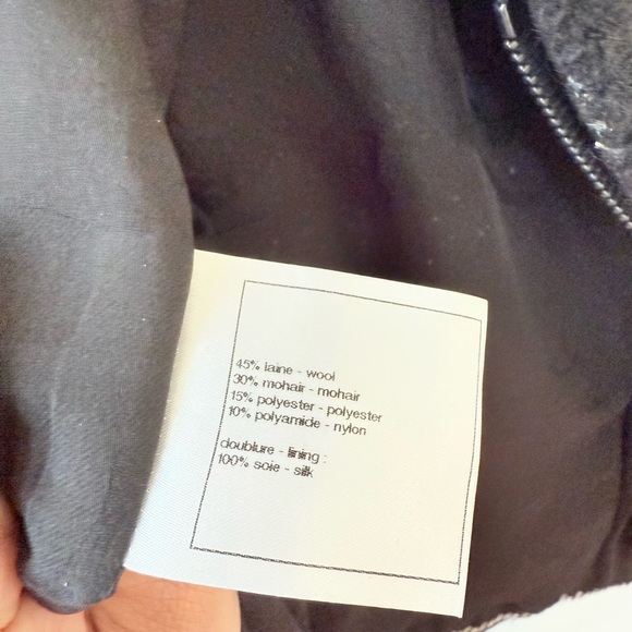 Chanel Black Silver Jacket & Skirt set CC Gripoix buttons Wool blend Vintage 40 - Picture 7 of 14